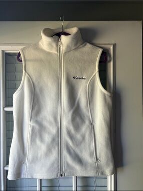 Columbia White Fleece Vest - Full Zip Women's